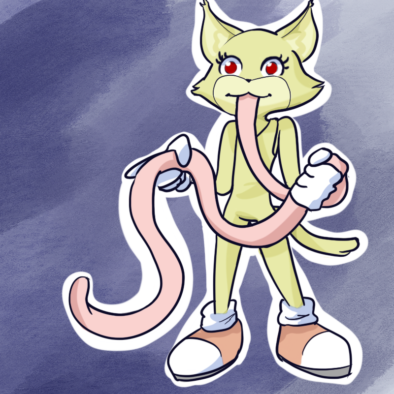 anthro biped clothed clothing female footwear gloves handwear holding_tongue hyper hyper_tongue long_tongue red_eyes shoes solo standing tongue tongue_out unknown_artist game_grumps sega sonic_the_hedgehog_(series) plurmp_dankenstein_mcflurnten_the_cat_esquire_(game_grumps) domestic_cat felid feline felis mammal digital_media_(artwork)