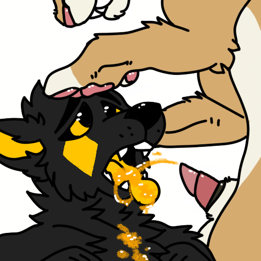 anus belly black_body black_fur black_nose black_sclera bodily_fluids drinking drinking_urine duo facial_markings fangs feral fur fur_markings genital_fluids head_markings lying male male/male markings open_mouth pawpads pink_pawpads smile sticker tan_body tan_fur teeth telegram_sticker tongue urine urine_in_mouth urine_on_chest urine_stream watersports white_belly white_body white_fur yellow_body yellow_ears yellow_eyes yellow_fur yellow_markings yellow_tongue acid-rain-cloud softdiamond zember canid canine canis felid lion mammal pantherine wolf 1:1 alpha_channel