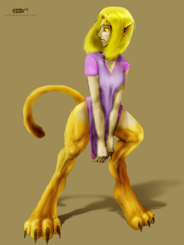 blonde_hair feet female hair hindpaw paws solo tail transformation nolaf felid lion mammal pantherine 2008 3:4