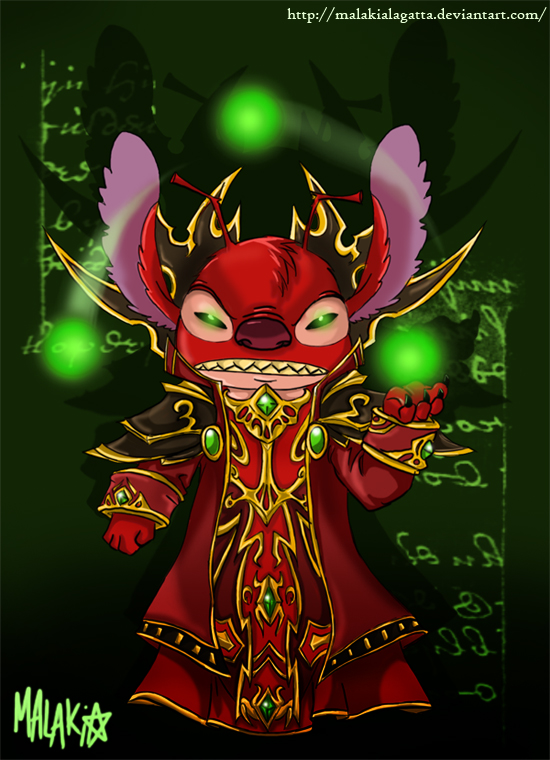 4_fingers ambiguous_gender angry antennae_(anatomy) black_claws claws clenched_teeth clothed clothing fingers fur glowing glowing_eyes gradient_background green_background green_eyes head_tuft looking_at_viewer magic_user red_body red_fur red_nose simple_background solo teeth text tuft malakialagatta blizzard_entertainment disney lilo_and_stitch warcraft kael'thas_sunstrider leroy_(lilo_and_stitch) alien experiment_(lilo_and_stitch) 2009 crossover digital_drawing_(artwork) digital_media_(artwork) signature url