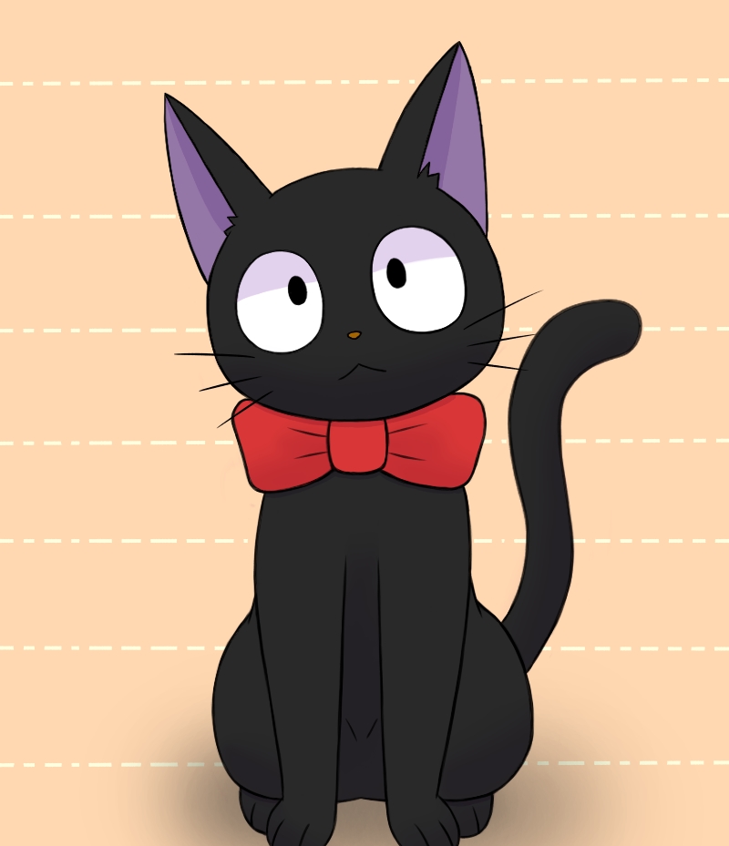 black_body bow_accessory cat_tail feral fur male solo tail roshu39 ghibli kiki's_delivery_service majo_no_takkyuubin jiji_(kds) domestic_cat felid feline felis mammal digital_drawing_(artwork) digital_media_(artwork) digital_painting_(artwork)