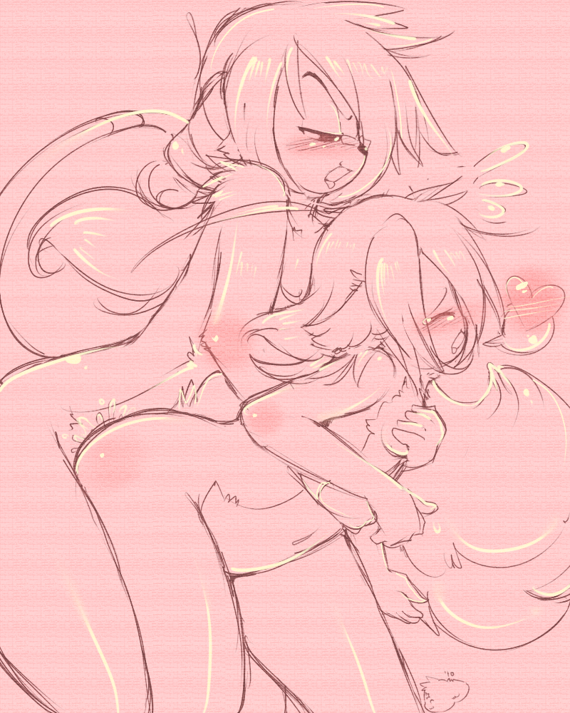 anal anthro blush duo female female_penetrated fluffy grope male male/female male_penetrating male_penetrating_female penetration sex tail shineymagic hibiki paru shen 4:5 monochrome sketch