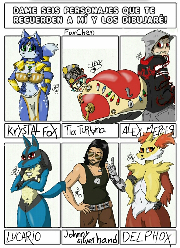 armor big_breasts big_butt blue_body blue_fur blue_hair breasts butt clothed clothing cyberpunk female fluffy fur group hair humor lights long_hair machine male mature_female names pubes robotic_arm spanish text foxchen blue_sky_studios cyberpunk_2077 nintendo pokemon prototype_(series) robots_(film) six_fanarts_challenge star_fox alex_mercer aunt_fanny_(robots) johnny_silverhand_(cyberpunk_2077) keanu_reeves krystal_(star_fox) canid canine delphox fox generation_4_pokemon generation_6_pokemon human humanoid lucario mammal pokemon_(species) robot robot_humanoid meme spanish_text