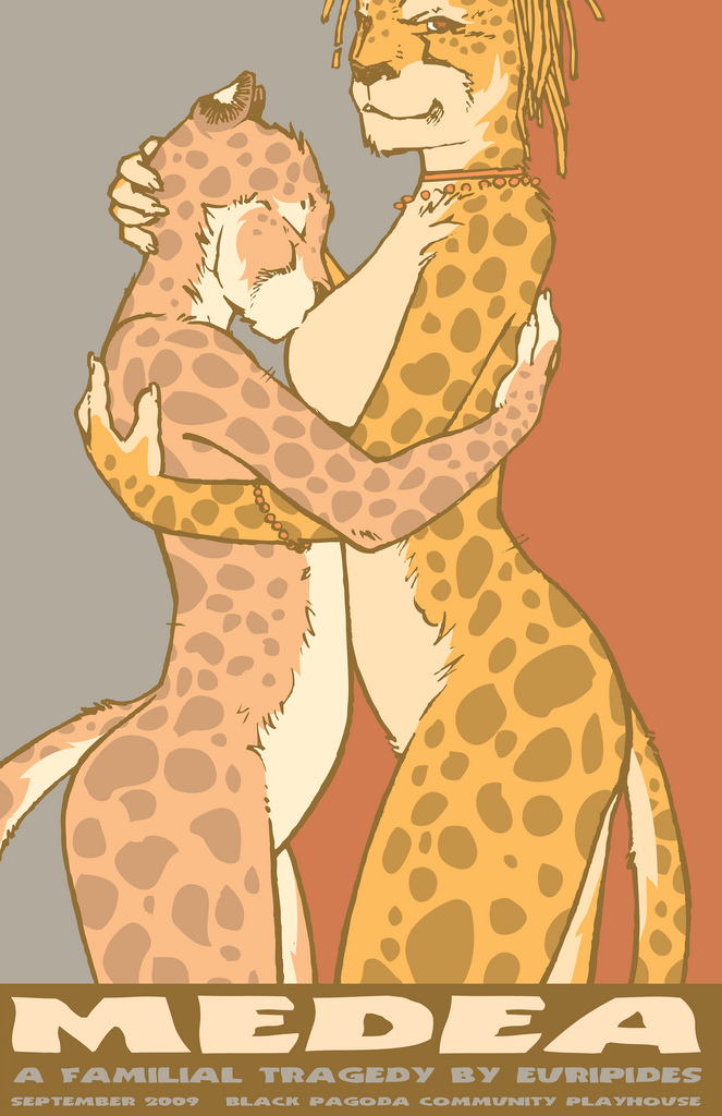 anthro breast_play breast_suck breasts duo female hug larger_female looking_at_viewer male male/female nude side_view size_difference smaller_male smile sucking tail chris_goodwin cheetah felid feline mammal 2009