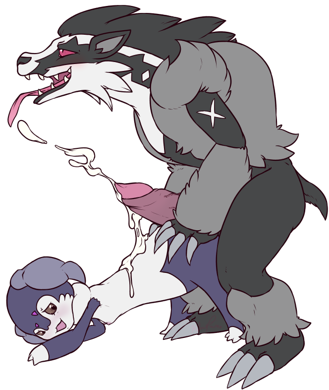 anthro big_penis blush bodily_fluids breasts butt claws cum duo erection female food genital_fluids genitals horn hot_dog huge_penis male nipples nude open_mouth penis simple_background smile teeth tongue tongue_out transparent_background queenkami nintendo pokemon generation_8_pokemon indeedee obstagoon pokemon_(species) 2019 alpha_channel