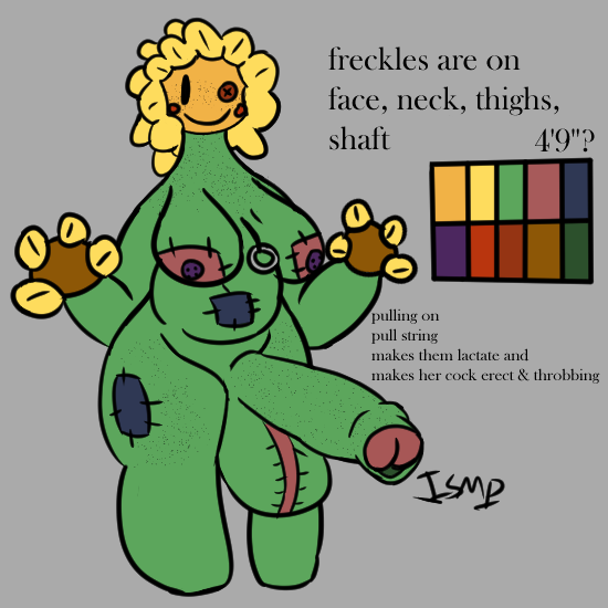 button_nipples flower foreskin freckled_face freckled_legs freckled_penis freckled_thighs freckles genitals green_body gynomorph intersex patch_(fabric) penis plant plushie potbelly pull_string short_stack solo ishitmypants electronic_arts garden_warfare plants_vs._zombies popcap_games fan_character starfry_(ishitmypants) stuffy_sunflower animate_inanimate elemental_creature flora_fauna flower_creature humanoid living_plushie sunflower_(pvz) 1:1 model_sheet