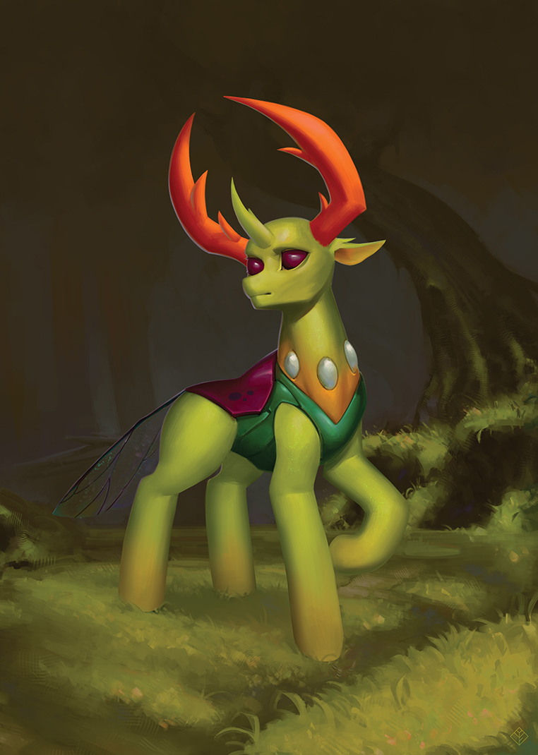 detailed_background feral insect_wings male outside plant solo tree wings eosphorite friendship_is_magic hasbro my_little_pony thorax_(mlp) arthropod changeling 2017