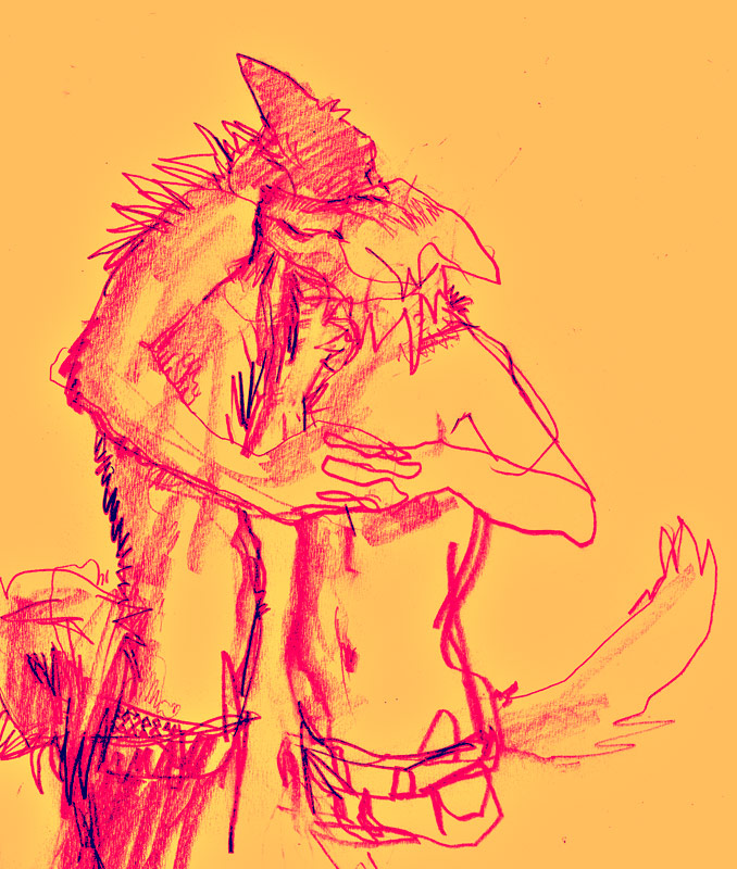 anthro clothed clothing duo eyes_closed hand_holding love male male/male romantic romantic_couple simple_background tail topless java canid canine canis domestic_dog mammal