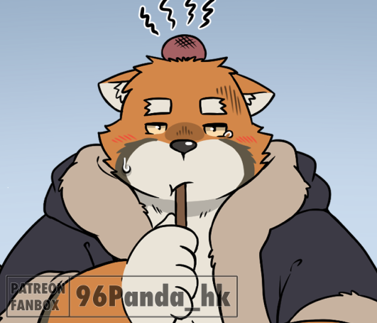 anthro biped black_nose bodily_fluids clothed clothing kemono male orange_body simple_background solo tears 96panda bonasiah zoohomme woopu_(zoohomme) ailurid mammal red_panda 2024