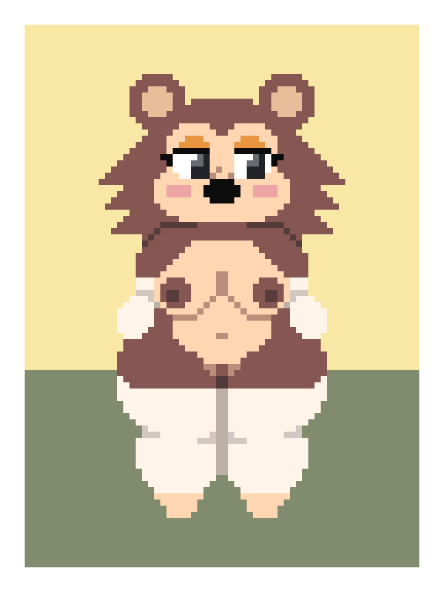 anthro border breasts brown_body clothing female genitals hand_on_hip legwear nipples pussy solo stockings white_border ssspankeer animal_crossing nintendo sable_able eulipotyphlan hedgehog mammal 3:4 digital_media_(artwork) pixel_(artwork)