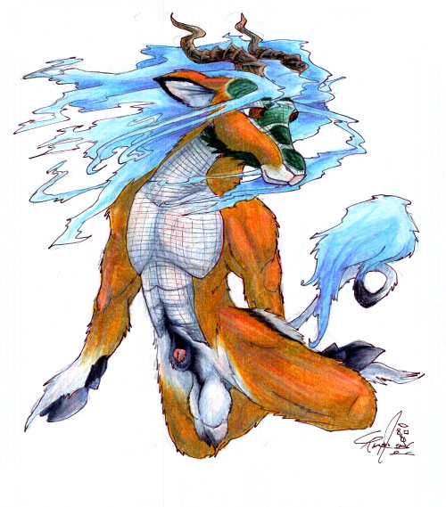 animal_genitalia anthro balls fur genitals hooves horn male penis scales sheath solo tail rimpala asian_mythology chinese_mythology east_asian_mythology mythology antelope bovid dragon hybrid impala kirin mammal mythological_creature mythological_scalie scalie 2006 traditional_media_(artwork)