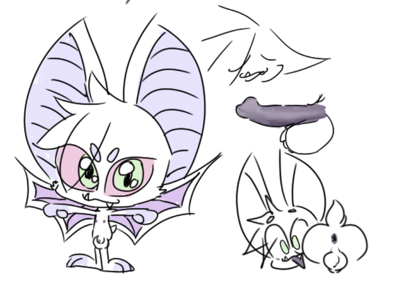 anthro anus balls butt candy dark_penis dessert erection food genitals green_eyes licorice looking_at_viewer male penis pink_sclera purple_penis simple_background solo white_background white_body fenrik_(artist) bat mammal pixie