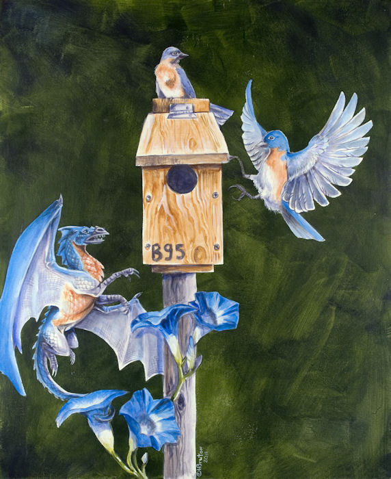 birdhouse blue_body blue_feathers blue_scales camouflaged claws feathered_wings feathers female feral flower flying group male membrane_(anatomy) membranous_wings mimicry orange_body orange_feathers orange_scales plant scales tail text white_body white_feathers white_scales wings wood heather_bruton mythology avian bird bird_dragon bluebird dragon eastern_bluebird mimic_dragon mythological_creature mythological_scalie oscine passerine scalie thrush_(bird) 2011