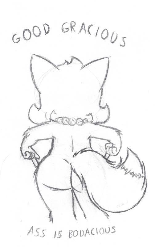 adolescent anthro big_butt butt female fur gesture hand_gesture jewelry necklace nude pointing simple_background solo text wide_hips young young_anthro young_female etchgerbil bittersweet_candy_bowl daisy_(bcb) domestic_cat felid feline felis mammal english_text sketch