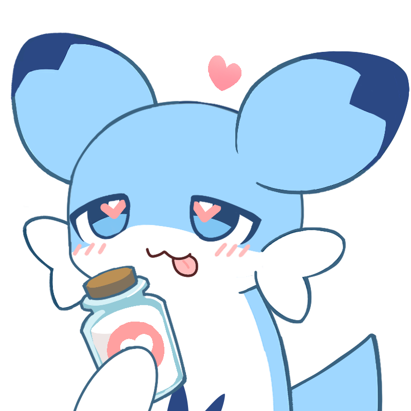 ambiguous_gender blep blue_body blue_fur blue_markings blush cheek_tuft facial_tuft feral fur heart_eyes heart_symbol holding_glass holding_object markings milk solo sticker_pack suggestive tail tongue tongue_out tuft white_body white_fur flong palworld pocketpair chillet mammal mustelid pal_(species) 1:1 2024 alpha_channel digital_media_(artwork)