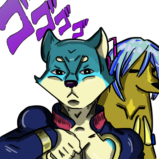 anthro cosplay dorime male solo zhibita dogelore jojo's_bizarre_adventure menacing_(meme) vocaloid cheems giorno_giovanna zhibita_(character) canid canine canis domestic_dog mammal shiba_inu spitz 1:1 alpha_channel digital_media_(artwork) meme