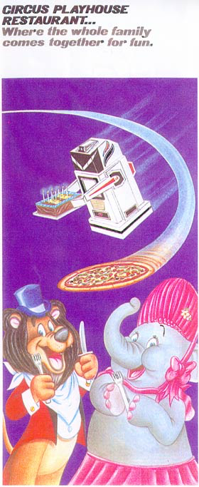 1980s_theme advertisement anthro birthday_cake bonnet bottomwear brown_body brown_fur cake clothing cutlery dessert female food fork fur headgear headwear kitchen_utensils knife looking_at_viewer machine male pamphlet pink_clothing pizza purple_background red_clothing ringmaster ringmaster_outfit simple_background skirt smile smiling_at_viewer text tools don_keenan avg_productions_incorporated circus_playhouse_band circus_playhouse_food_and_emporium circus_playhouse_inc ellie_elephant lionel_the_lucky_lion elephant elephantid felid humanoid lion mammal pantherine proboscidean robot 1980 english_text