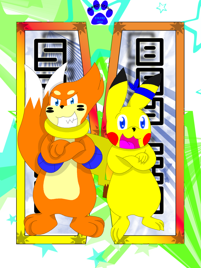 blue_eyes duo feet fur hindpaw male paws yellow_body yellow_fur marquis2007 nintendo pokemon baylen_the_pikachu storm_the_buizel buizel generation_1_pokemon generation_4_pokemon mammal pikachu pokemon_(species) rodent 3:4