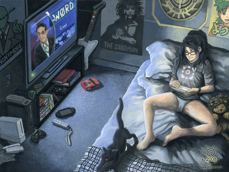 2000s_theme arms_bent bed bedroom bent_legs black_hair book camel_toe clothed clothing controller detailed_background ds_console duo electronics eyes_closed eyewear female feral food furniture game_console game_controller gaming glasses guitar_controller hair handheld handheld_console heart_symbol holding_console holding_object human_focus inside lying lying_on_bed nintendo_console nintendo_controller not_furry_focus on_back on_bed open_mouth panties pillow planted_leg playing_video_game playstation_console plump_camel_toe plushie poster psp_console reclining rhythm_game shirt solo_focus stylus tail television television_program topwear underwear wavy_tail wii_console wii_remote wiimote_strap xbox_360_console xbox_360_controller xbox_console xbox_controller yawn kacey activision battlestar_galactica_(series) colbert_report dc_comics guitar_hero microsoft nintendo nintendo_ds nintendo_ds_family playstation playstation_portable pocky portal_(series) sony_corporation sony_interactive_entertainment the_colbert_report the_hitchhiker's_guide_to_the_galaxy the_sandman valve wii xbox xbox_360 xbox_game_studios yotsuba&! yotsubato! anonymous koiwai_yotsuba stephen_colbert weighted_companion_cube yotsuba_koiwai domestic_cat felid feline felis human inanimate_object lion mammal pantherine 2008 4:3 crossover traditional_media_(artwork)