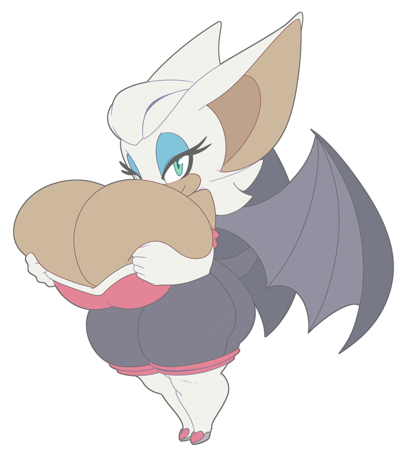 anthro big_breasts breasts cleavage clothed clothing female green_eyes huge_breasts hyper_ears looking_at_viewer solo wings kendalljt sega sonic_the_hedgehog_(series) rouge_the_bat bat mammal alpha_channel