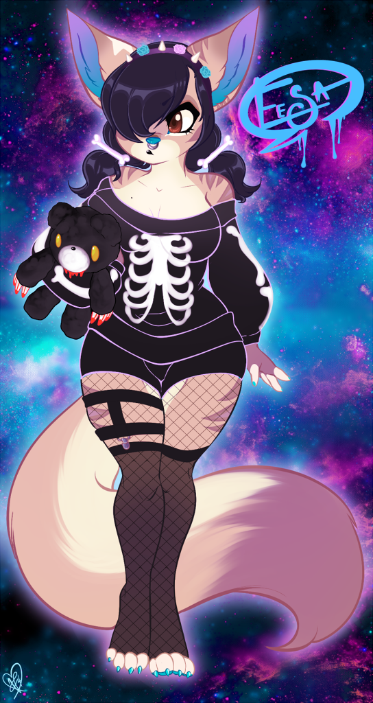 abstract_background accessory alternative_fashion anthro black_hair bottomwear brown_eyes claws clothed clothing facial_piercing female fishnet_clothing goth hair hair_accessory hair_over_eye hairband nose_piercing one_eye_obstructed pastel_goth piercing pigtails plushie shorts simple_background solo stripes teddy_bear wide_hips cyn. gloomy_the_naughty_grizzly eesa gloomy_bear canid canine mammal 2014 digital_media_(artwork)