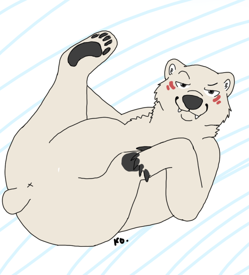 anus feet feral male paws presenting presenting_anus solo suggestive suggestive_pose x_anus yasuno bear mammal polar_bear ursine