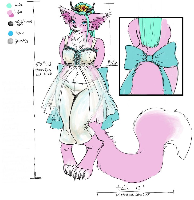 anthro babydoll big_breasts breasts clothed clothing female iridescent iridescent_babydoll iridescent_nightgown iridescent_pants nightgown nipple_outline slightly_chubby solo tail chaotikat domestic_cat felid feline felis mammal model_sheet