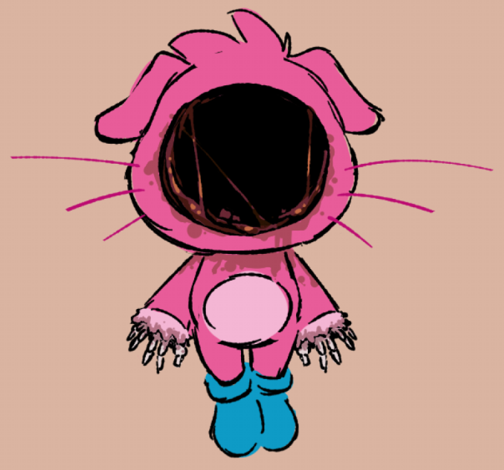 alternate_form ambiguous_gender anthro blood bodily_fluids bone boots boots_only clothing creepy creepy_cute floppy_ears footwear footwear_only fur gore head_tuft mostly_nude nightmare_fuel pink_body pink_fur shoes solo toony tuft whiskers wounded trizzlz moshi_monsters poppet mammal monster_(moshi_monsters) poppet_(species)