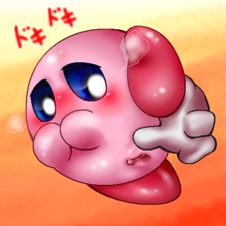 blush clitoris crossgender disembodied_hand duo female genitals not_furry pussy solo_focus text box_xod kirby_(series) nintendo kirby alien waddling_head 1:1 low_res