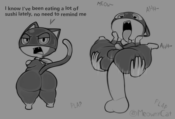 angry anthro big_butt big_penis bodily_fluids butt butt_grab cat_tail duo faceless_character faceless_male fleshlight_position genitals hand_on_butt heart_eyes heart_symbol male male/male mask mind_break penis questionable_consent saliva saliva_on_tongue short_stack small_penis speech_bubble teapot_(body_type) text thick_thighs tongue tongue_out wearing_mask meowny persona_(series) persona_5 morgana_(persona) domestic_cat felid feline felis human mammal animated short_playtime