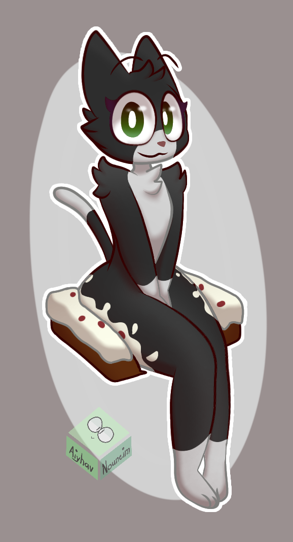 anthro arm_tuft black_body black_ears black_fur black_tail cake chest_tuft dessert eyelashes female food fur gloves_(marking) green_eyes leg_markings looking_at_viewer markings multicolored_body multicolored_fur paws shoulder_tuft sitting sitting_on_cake sitting_on_food smile socks_(marking) solo tail tuft two_tone_body two_tone_fur two_tone_tail white_body white_fur white_tail aiyhav_nouneim microsoft minecraft mojang xbox_game_studios neko_obama_(aiyhav_nouneim) cat_(minecraft) domestic_cat felid feline felis mammal tuxedo_cat_(minecraft) 2019 shaded signature female_(lore)