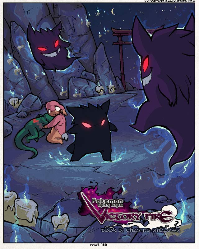 female fire group male text sulfurbunny_(artist) nintendo pokemon pokemon_mystery_dungeon pokemon_victory_fire spike_chunsoft jen_(vf) audino generation_1_pokemon generation_3_pokemon generation_5_pokemon gengar kecleon litwick pokemon_(species) 4:5 comic cover digital_media_(artwork) english_text microsoft_paint_(artwork)