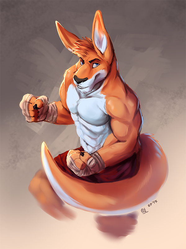 abs anthro bandage biceps boxing_gloves clothed clothing handwear looking_at_viewer male muscular muscular_anthro muscular_male pecs smile solo topless solaxe_(artist) solaxe kangaroo macropod mammal marsupial 2017 3:4