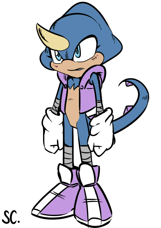 anthro blue_eyes blush clothing featureless_crotch female footwear gloves handwear shoes simple_background solo topwear vest white_background saltcore sega sonic_the_hedgehog_(series) breeze_the_chameleon fan_character chameleon lizard meller's_chameleon reptile scalie 2011