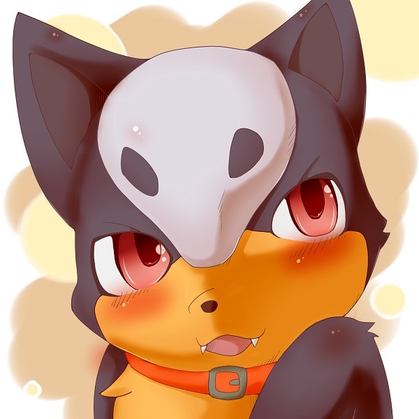 ambiguous_gender blush collar red_eyes solo okunawa nintendo pokemon canid canine generation_2_pokemon houndour mammal pokemon_(species) 1:1 headshot_portrait icon portrait