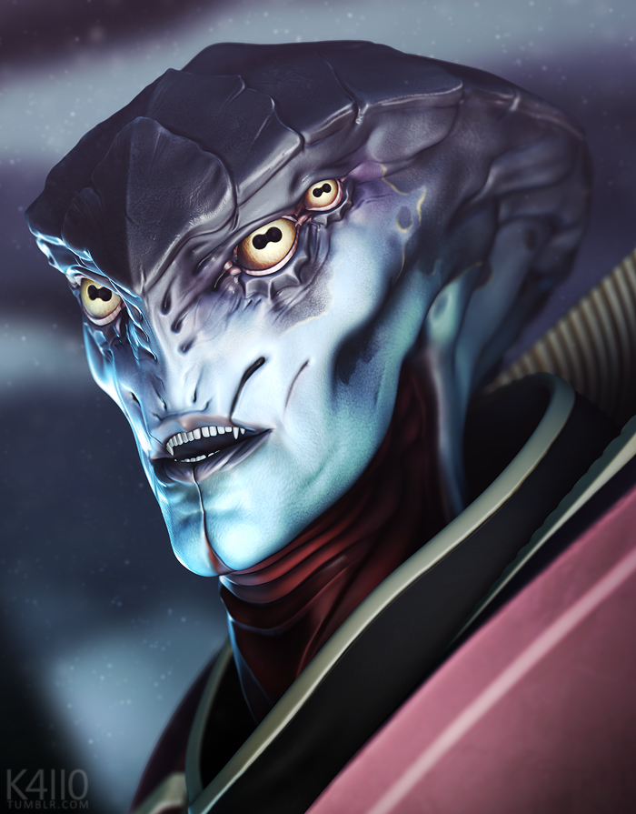 4_eyes armor fangs male multi_eye not_furry small_teeth solo teeth k4ll0 bioware electronic_arts mass_effect javik alien humanoid prothean 3d_(artwork) digital_media_(artwork) portrait