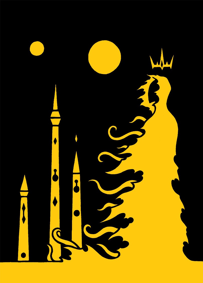 binary_suns black_and_yellow black_background carcosa cloak clothing crown floating_crown headgear king royalty side_view silhouette simple_background sky solo spires sun tentacles torn_cloak torn_clothing yellow_and_black sunnyclockwork h._p._lovecraft hastur_the_king_in_yellow_(h.p._lovecraft) eldritch_abomination humanoid tentacle_creature 2015 digital_drawing_(artwork) digital_media_(artwork) monochrome