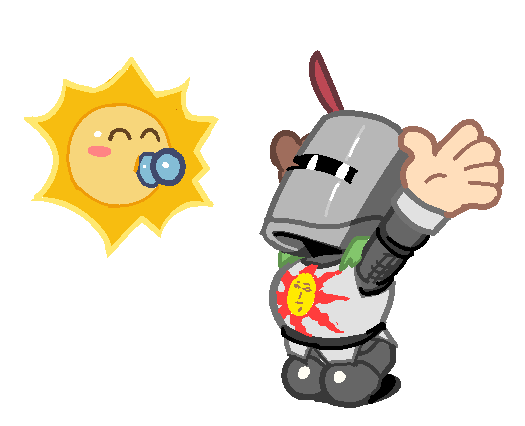 armor blush chibi duo eyes_closed female great_helm happy headgear helmet male not_furry pacifier young unknown_artist dark_souls fromsoftware mario_bros nintendo paper_mario paper_mario_(2000) praise_the_sun_(meme) solaire_of_astora watt_(mario) human li'l_sparky mammal crossover meme