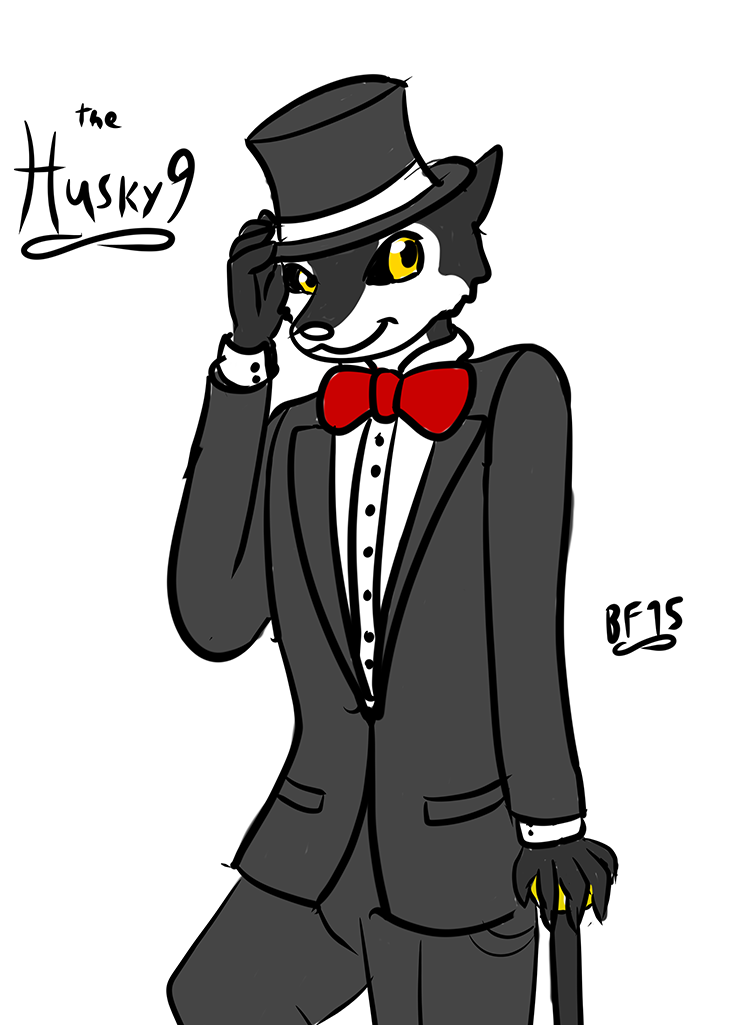 5_fingers anthro biped black_sclera black_tie_(suit) bow_(feature) bow_tie cane clothed clothing fingers formal fully_clothed hat headgear headwear male simple_background smile solo standing suit top_hat white_background yellow_eyes battle_fennec thehuskyk9 canid canine canis domestic_dog husky mammal nordic_sled_dog spitz 2015 digital_media_(artwork)