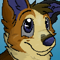 ambiguous_gender blue_background blue_eyes blue_inner_ear blue_nose brown_body brown_fur eyebrows feral fur grey_sclera head_tuft simple_background smile snout solo tan_body tan_fur tuft sebdoggo blue_(sebdoggo) canid canine canis domestic_dog herding_dog mammal mixed_breed pastoral_dog welsh_corgi 1:1 2012 cel_shading digital_media_(artwork) headshot_portrait icon low_res microsoft_paint_(artwork) pixel_(artwork) portrait shaded thumbnail upscale trans_(lore) trans_man_(lore)