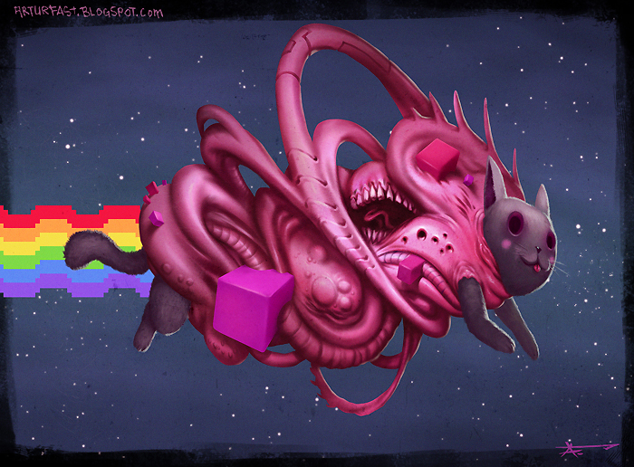 ambiguous_gender blep blush blush_stickers body_horror border corruption cosmic_background cosmic_horror cube_(object) detailed_background eye_socket feral gums hole_(anatomy) multi_mouth open_mouth pustule rainbow side_view solo space space_background star teeth tongue tongue_out where_is_your_god_now whiskers why artur_fast nyan_cat_(copyright) nyan_cat domestic_cat eldritch_abomination felid feline felis flesh_creature hybrid mammal 2011 full-length_portrait meme portrait