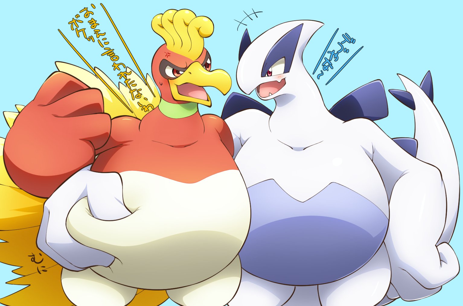 lugia and ho-oh (pokemon) drawn by poyo_party