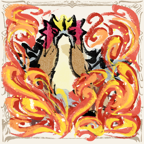 ambiguous_gender feral fire multicolored_body simple_background solo otiksimr nintendo pokemon entei generation_2_pokemon legendary_pokemon pokemon_(species) 1:1 2024 low_res