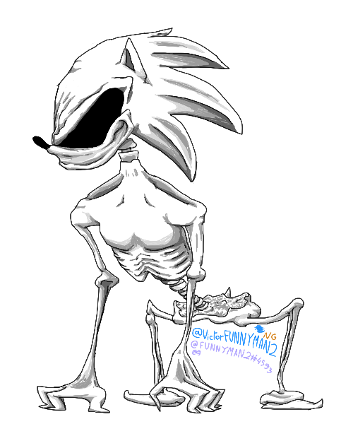 anthro deformation emaciated eyeless gore male multicolored_body nightmare_fuel solo vertebrae wrinkles funnyman2 sega sonic_boom sonic_the_hedgehog_(series) sonic.exe starver_(funnyman2) eulipotyphlan hedgehog mammal 5:6 black_and_white monochrome