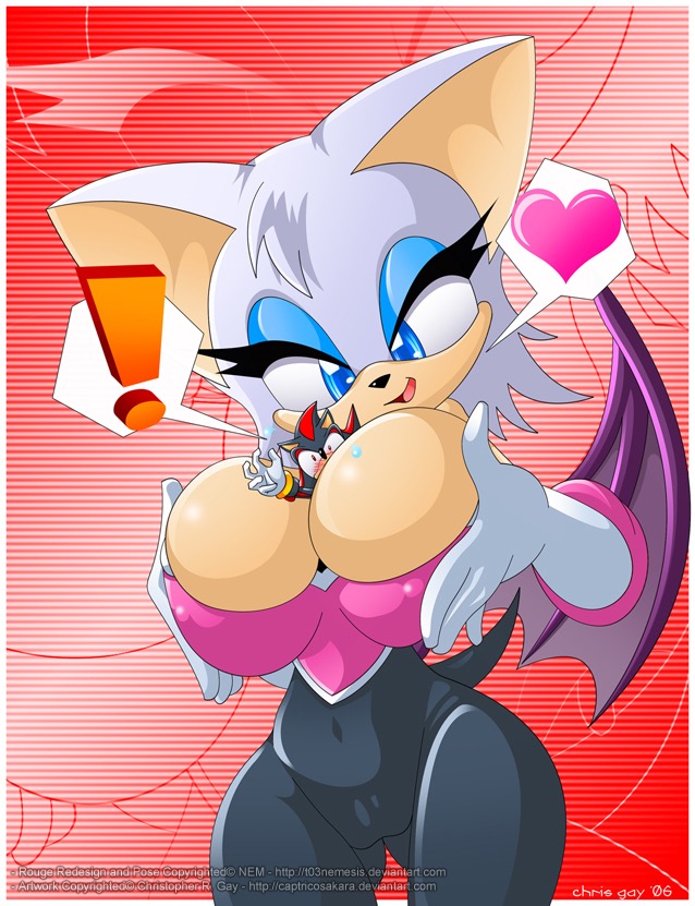 anthro between_breasts big_breasts blush breasts cleavage clothed clothing duo female heart_symbol huge_breasts larger_female male micro nipple_outline size_difference smaller_male captricosakara chris_gay thefuckingdevil sega sonic_the_hedgehog_(series) rouge_the_bat shadow_the_hedgehog bat eulipotyphlan hedgehog mammal 2006