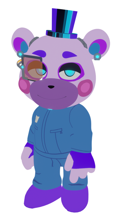 anthro blue_clothing blue_eyes clothing fingerless_gloves fingers gloves handwear hat headgear headwear looking_at_viewer male name_tag narrowed_eyes on_model smile smirk solo top_hat e74444444444 five_nights_at_freddy's five_nights_at_freddy's:_security_breach five_nights_at_freddy's:_security_breach_ruin scottgames steel_wool_studios helpi_(fnaf) bear mammal 2023 3d_(artwork) alpha_channel digital_media_(artwork)