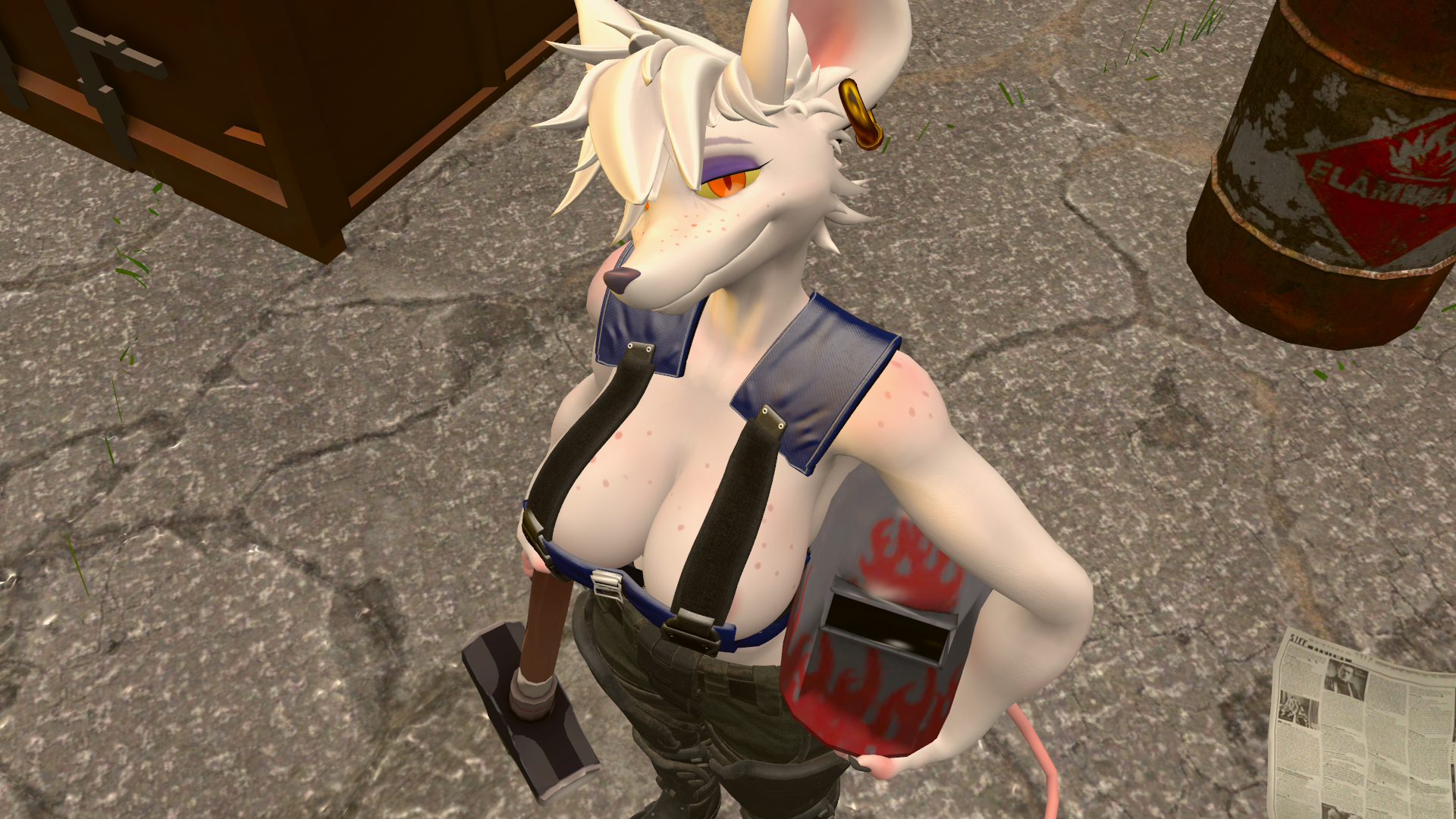 Lisa stands boldly her gun at her ready