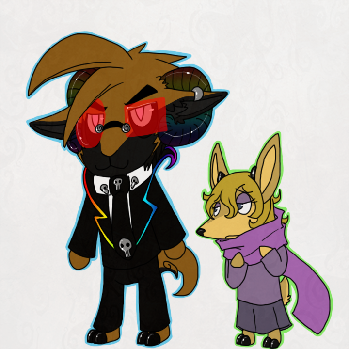 anthro clothing death dress duo female magic_user male rainbow suit witch vonderdevil animal_crossing nintendo fanmade bovid caprine deer domestic_sheep mammal sheep 1:1