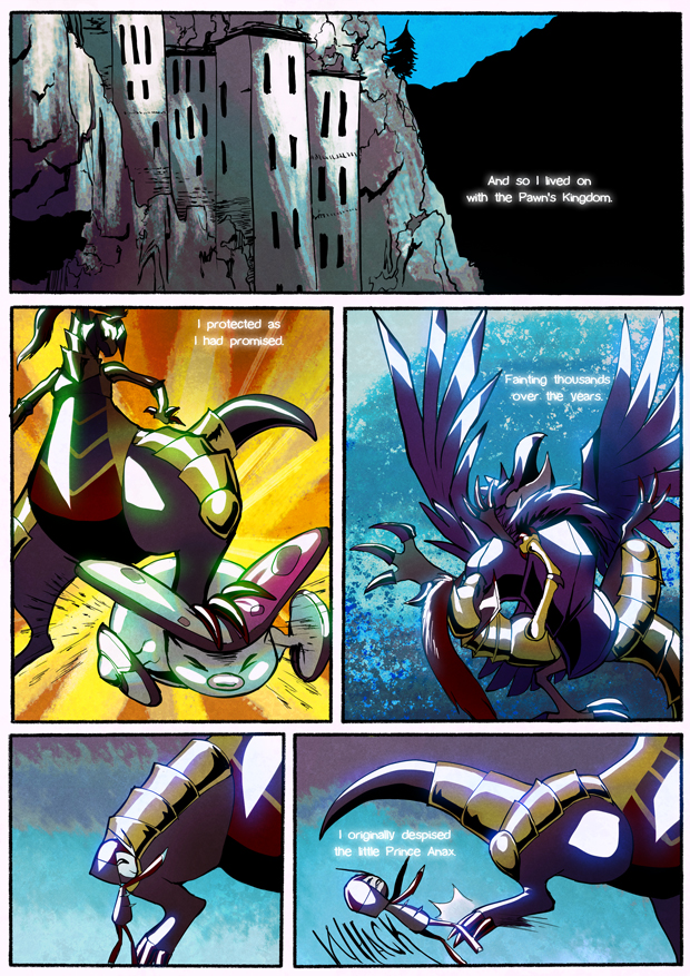 kick mountain plant size_difference stomping text thoughts tree white_text grimart nintendo pokemon anax_(grimart) prometheus_(grimart) amoonguss corviknight generation_5_pokemon generation_8_pokemon haxorus pawniard pokemon_(species) comic