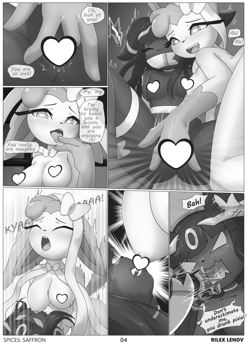 anthro anthro_on_anthro bite breasts female female/female fingering fingering_partner genitals nipple_bite nipple_fetish nipple_play nipples nude pussy sex text vaginal vaginal_fingering rilex_lenov nintendo pokemon mina_(rilex_lenov) rika_(rilex_lenov) eeveelution generation_2_pokemon generation_6_pokemon pokemon_(species) sylveon umbreon censored comic english_text monochrome right_to_left